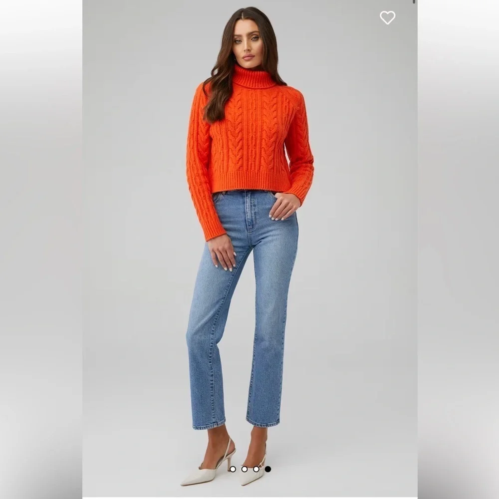 Callahan Peyton turtleneck Orange Cable Knit Sweater